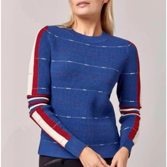 Alp N Rock Margot Sweater Pullover Womens XL Blue Side Stripe Retro Ski $350 NEW - Picture 1 of 16